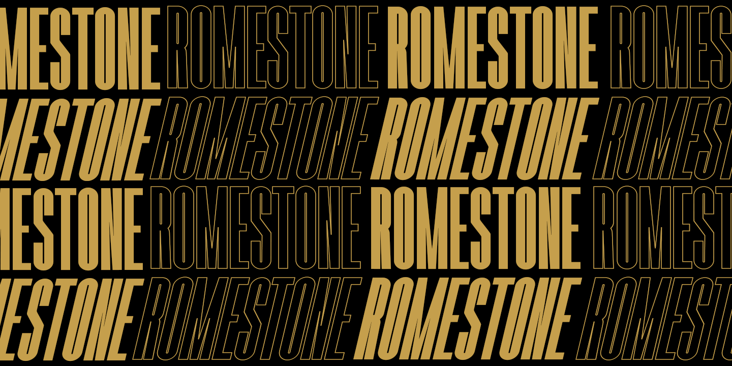 Ejemplo de fuente Romestone Hollow Italic